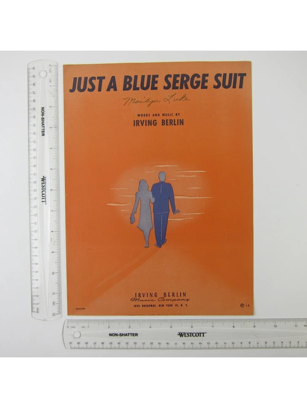 Sheet Music Just A Blue Serge Suit Irving Berlin WWII Soldier Song Vintage 1945